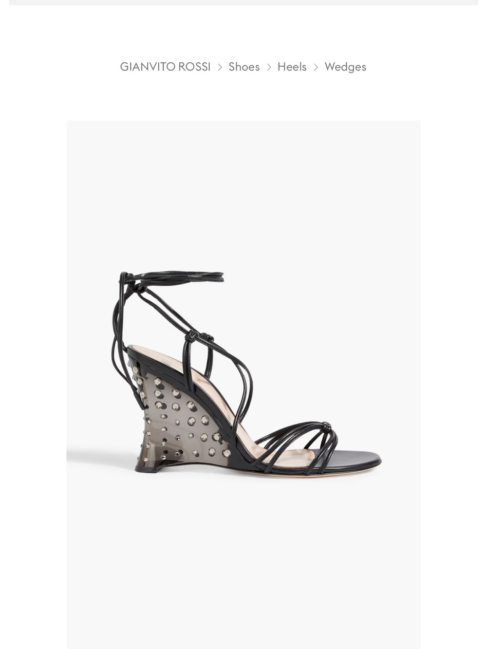 Gianvito Rossi Black Studded Smoke-Effect Wedge Sandals